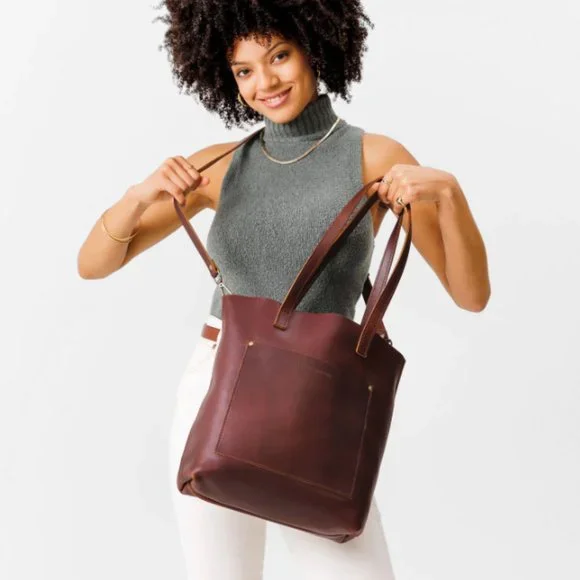 Portland Leather Crossbody Tote Cognac - Picture 4 of 5